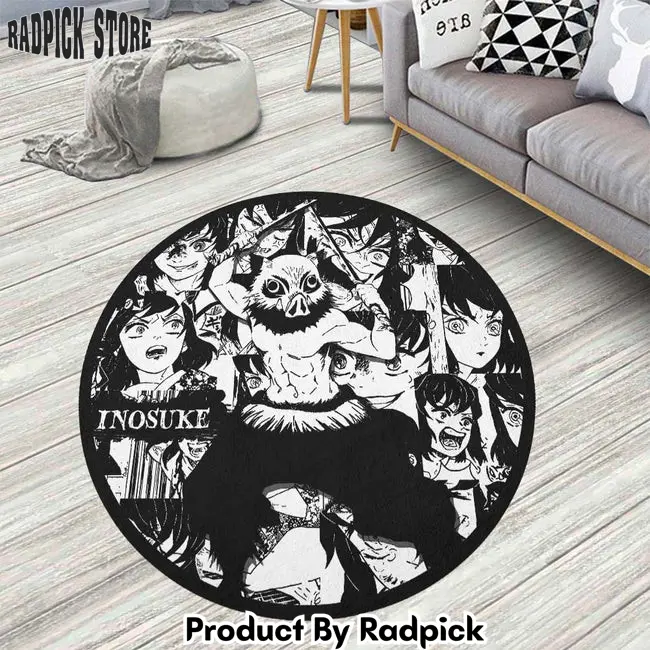 Inosuke hashibira manga round rug custom demon slayer anime circle carpet  rp5954429
